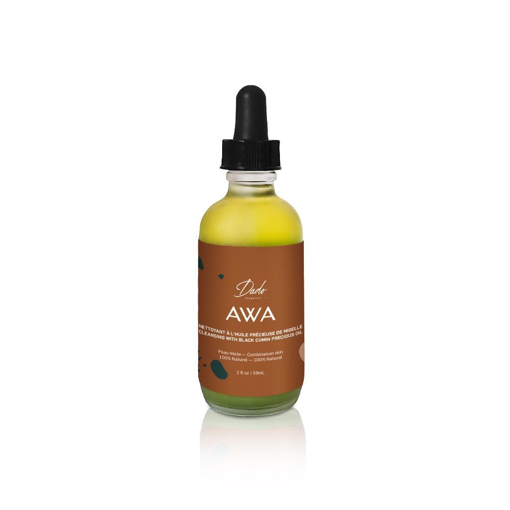 Routine beauté Awa pour peau mixte avec 3 bouteilles en verre ambré Awa et 1 savon Awa - Dado Cosmetics