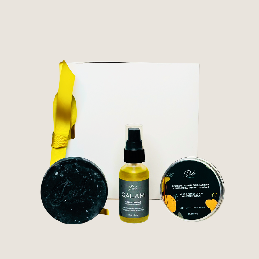 Trio beauté GALAM savon noir africain traditionnel sérum nourrissant et déodorant naturel sans aluminium